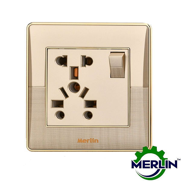 10 Pin Multi Socket with Switch | Elegant Gold