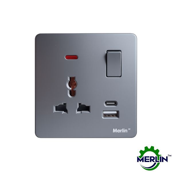 5-Pin Multi Socket with Switch with USB and Type C