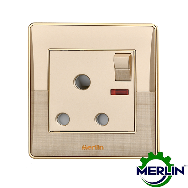 15A AC Round Socket | Elegant Gold
