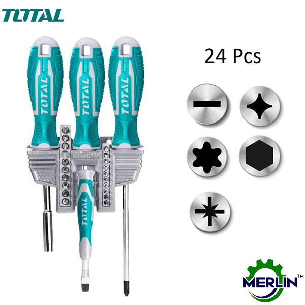 TOTAL 24pcs Screwdriver and Bit Set