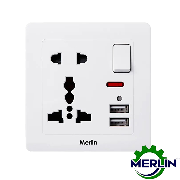 5 Pin Multi Socket with Dual USB | Gorgeous Economy White