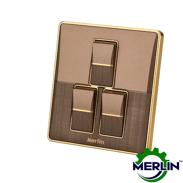 3 Gang 2 Way Switch | Elegant Coffee