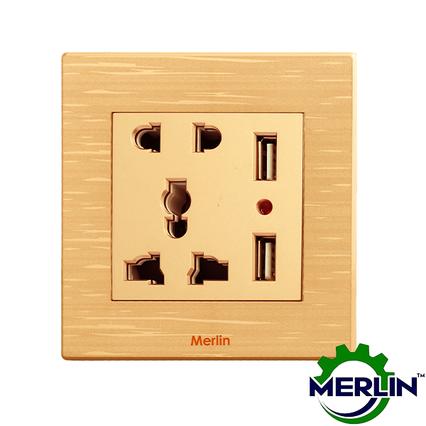 5 Pin Multi Socket with Dual USB | Trust Rose